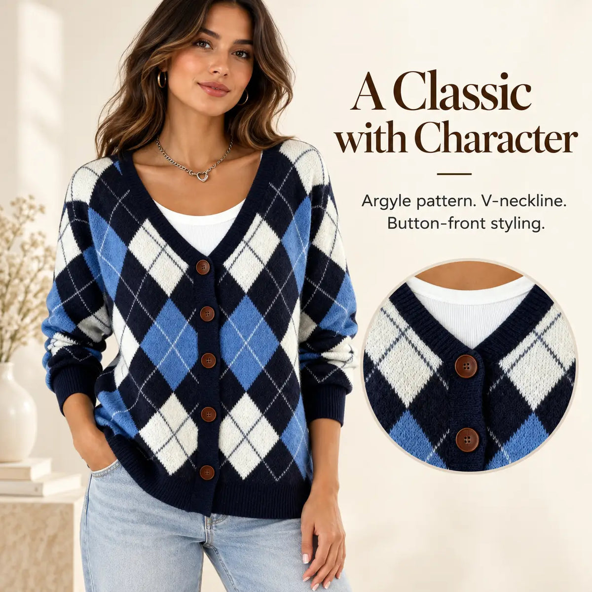 Comfortable Button-up Faux-knit Cardigan