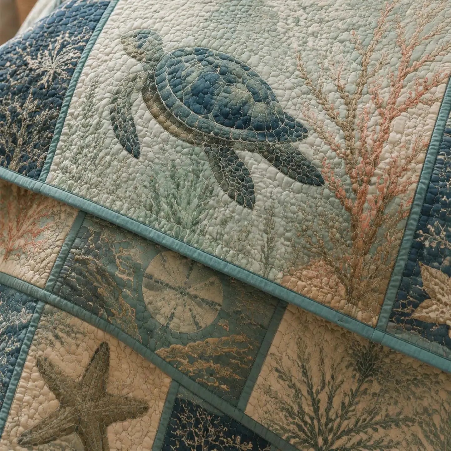Sea Turtle Quilted Bedding Set