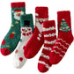 Christmas Santa Snowman Tree Fall Cozy Fluffy Slipper Socks 5 Pairs