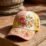 Pink Yellow Rose Floral 3D-printed Creature Pattern Cap