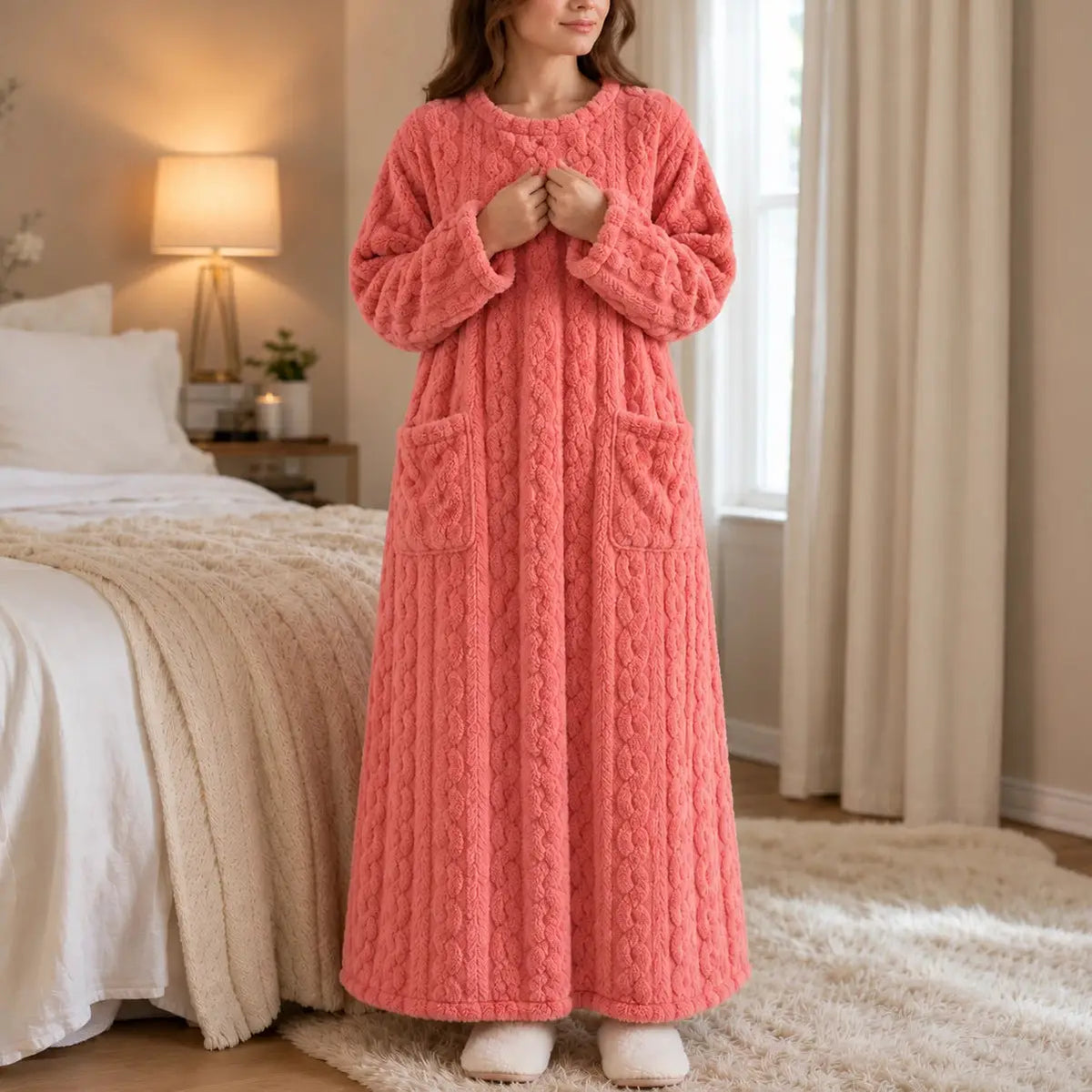 Women's Thick Long-Sleeve Look House Dress