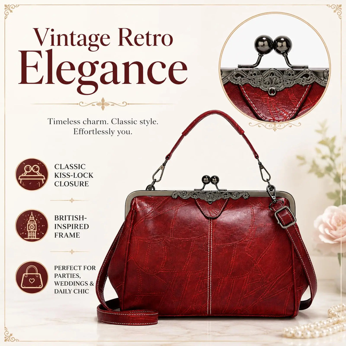 💼2026 New Kattee Elegant Waterproof Women’s Leather Kiss-Lock Tote Handbag