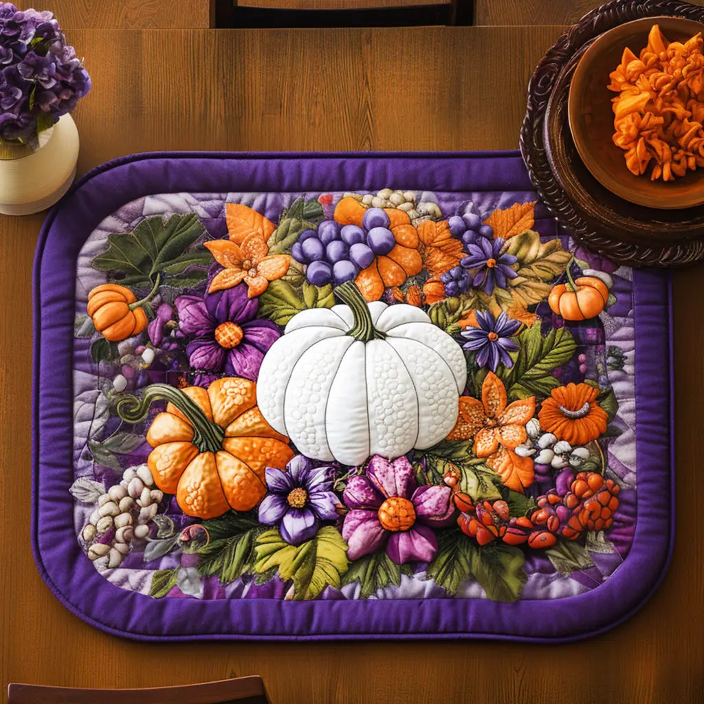 Fall Pumpkin Floral Quilted Place Mat