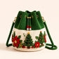 🎄3D Crochet Christmas Bucket Bag✨Festive Crossbody Purse with Detachable Strap