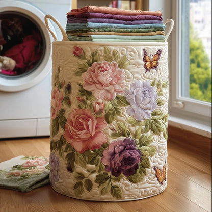 Rose Quilted Laundry Basket