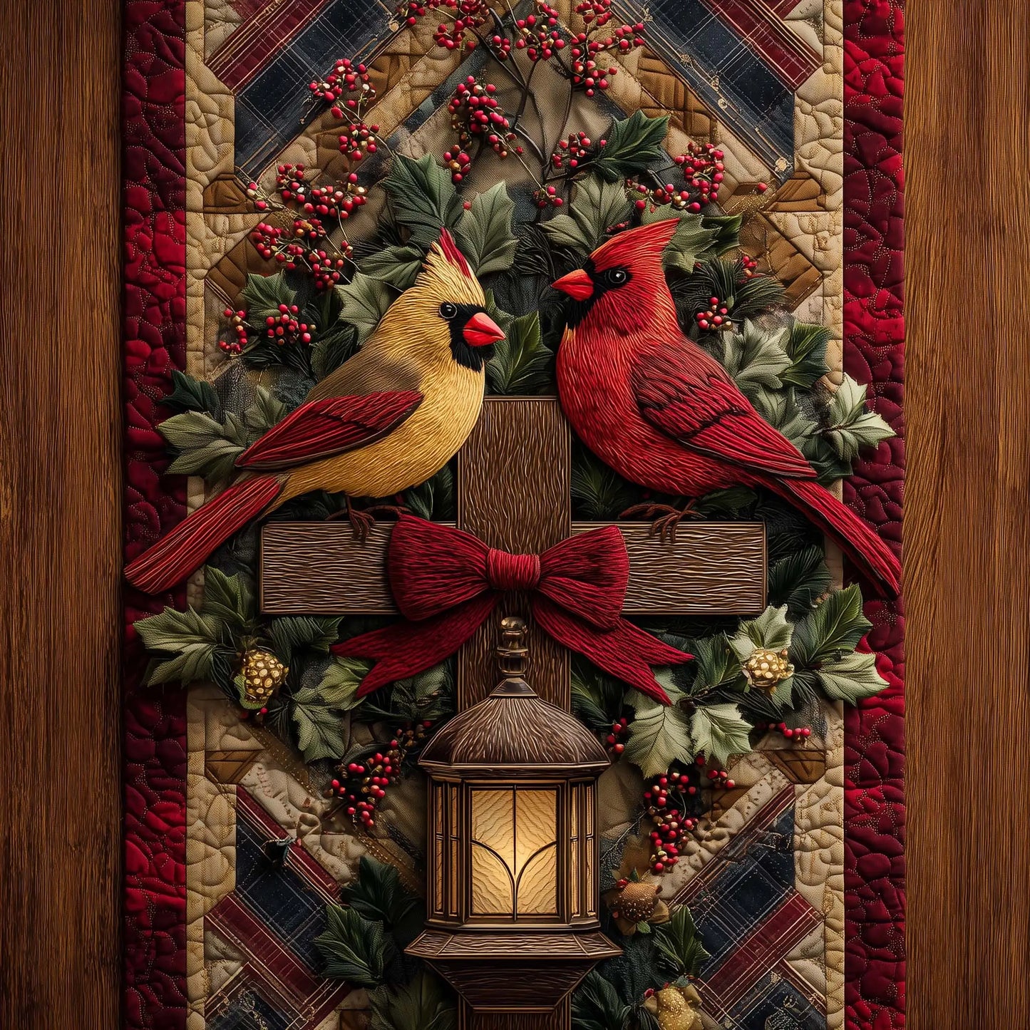 Cardinal Blessings Quilted Table Runner
