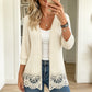 Women's Crochet Lace Trim Open-Front Cardigan