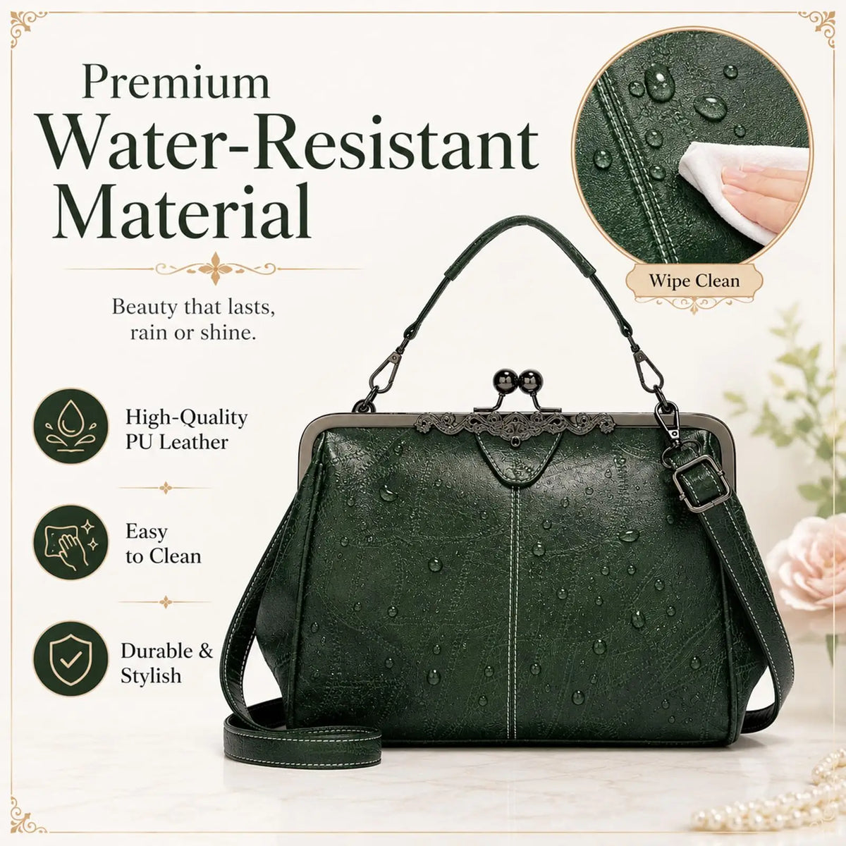 💼2026 New Kattee Elegant Waterproof Women’s Leather Kiss-Lock Tote Handbag