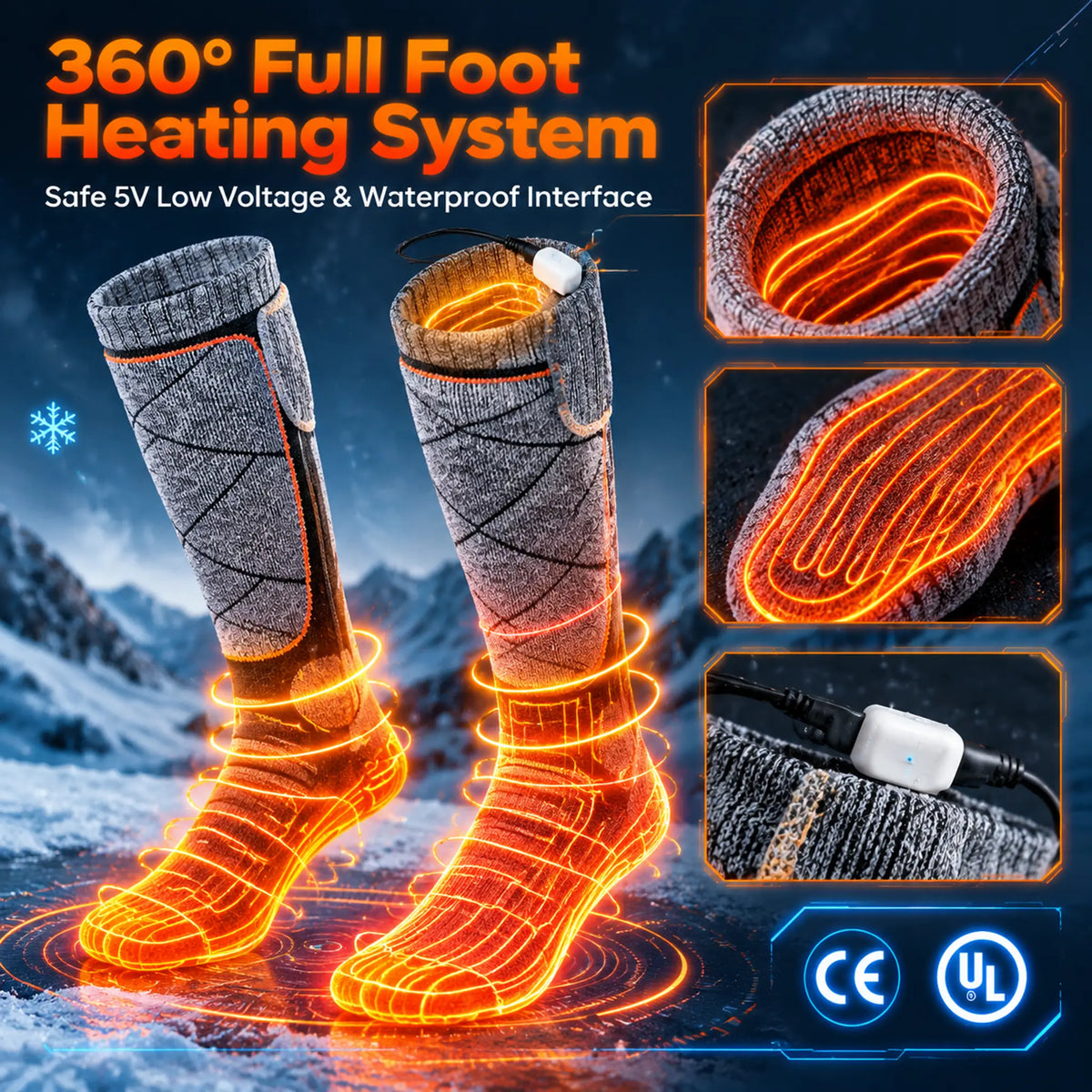 Heated Thermal Socks With Three Adjustable Temperature Settings