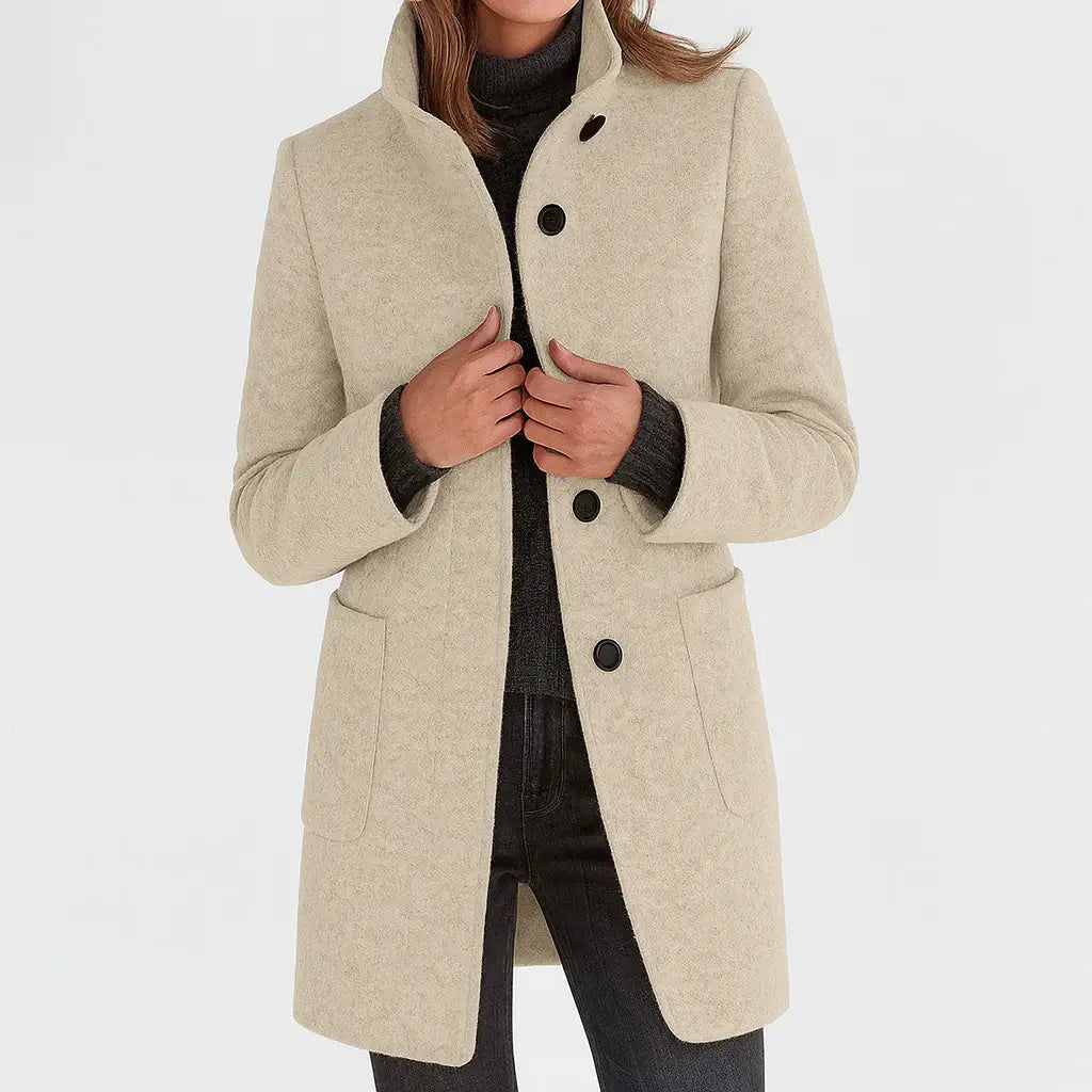 Women's Button-Front Stand Collar Fall Coat