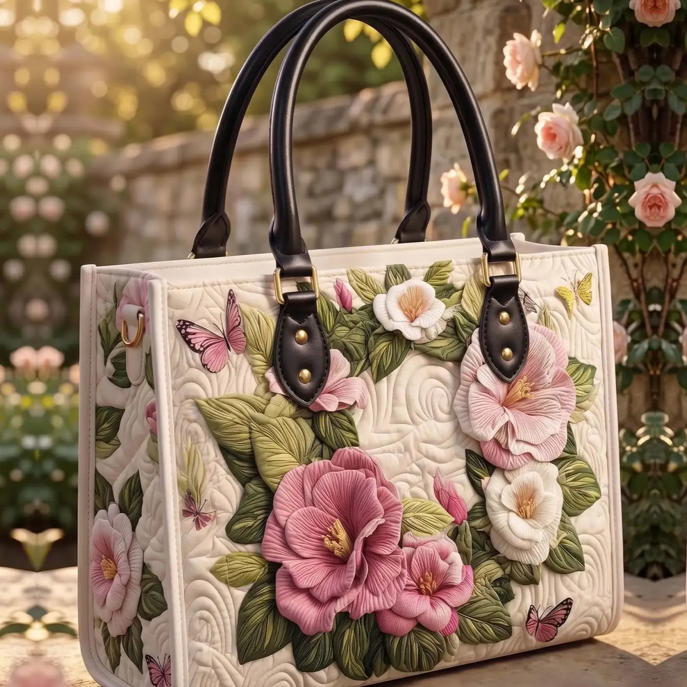 Camellia Quilted Leather Strap Bible Handbag