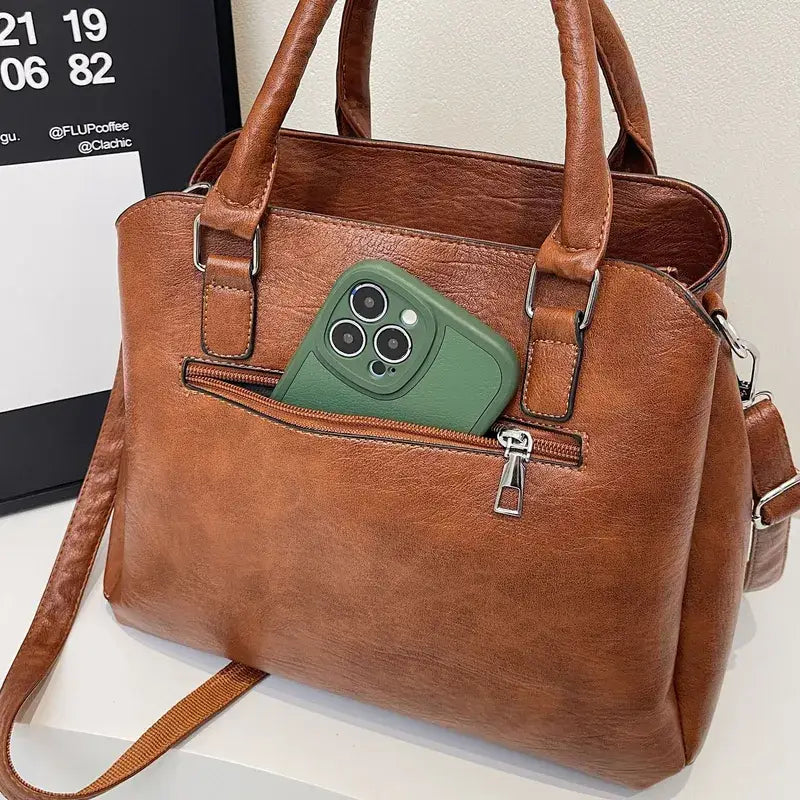 Women's Elegant PU Leather Square Handbag