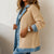 Women's Contrast Trim Collared Button Front Ribbed Knit Jacket