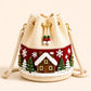 🎄3D Crochet Christmas Bucket Bag✨Festive Crossbody Purse with Detachable Strap