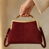 Women's Suede Structured Top Frame Crossbody Bag