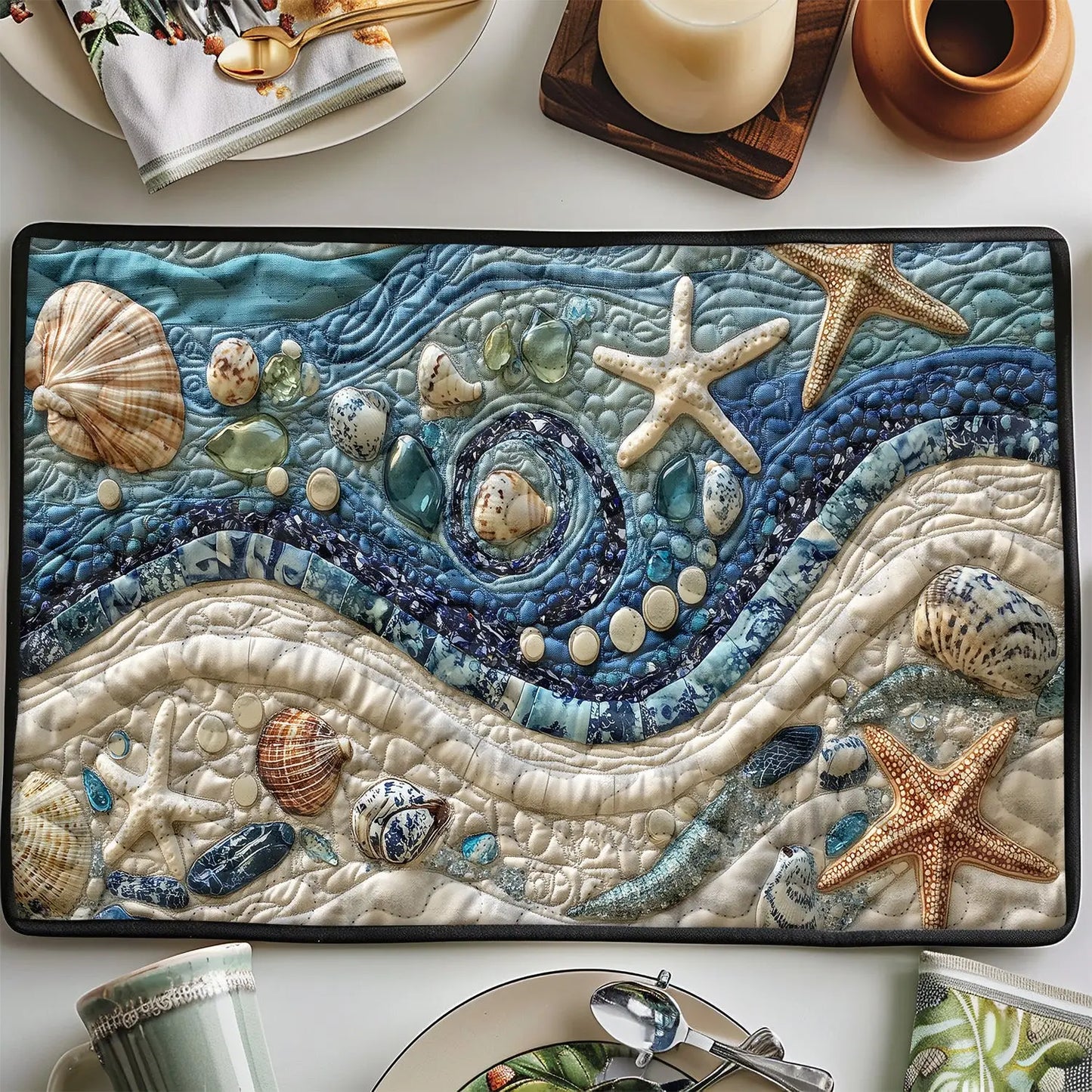 Ocean Waves Quilted Place Mat