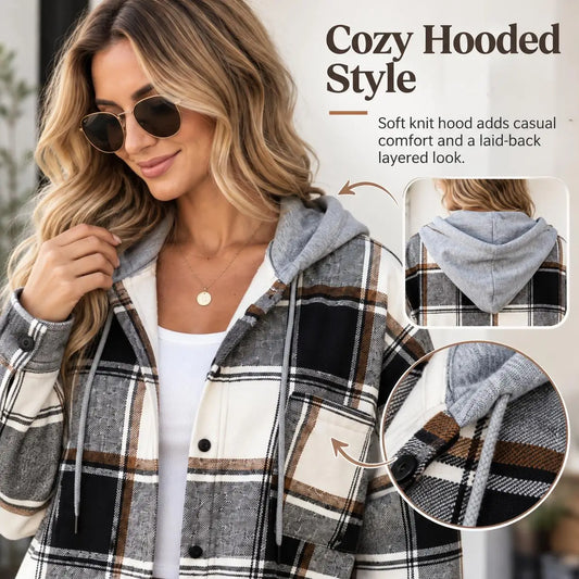 Women’s Plaid Hooded Zip-Up Jacket