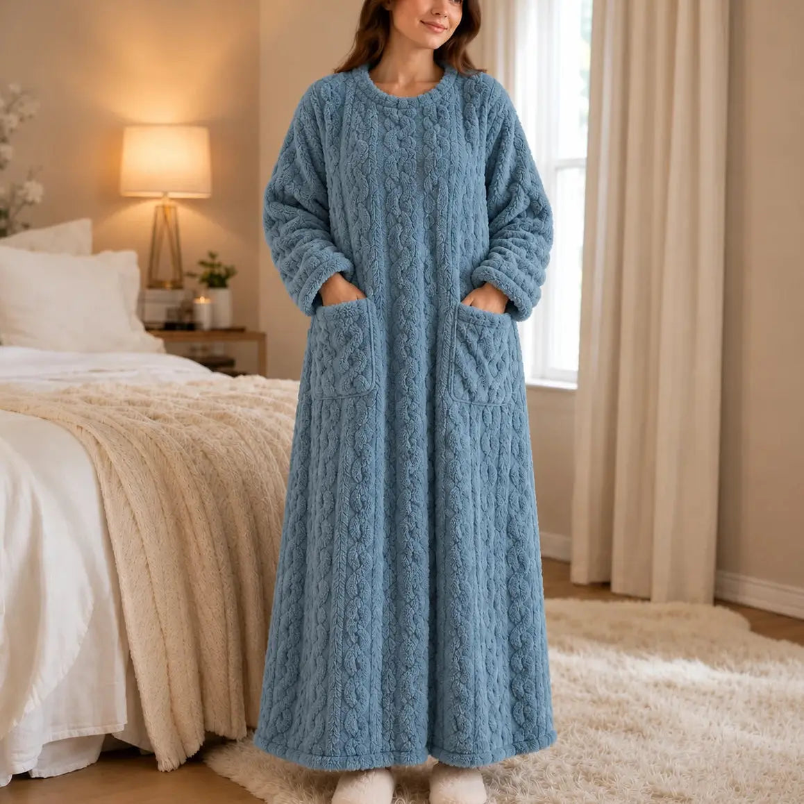 Women's Thick Long-Sleeve Look House Dress