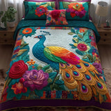 Serene Peacock Quilted Bedding Set