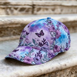 Blue Purple Tie-Dye Butterfly 3D-printed Creature Pattern Cap