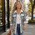 Contrast Rib Collar Leopard Print Corduroy Long Sleeve Shirt Jacket