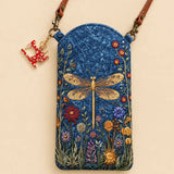 Golden Dragonfly Quilted Slim Phone Crossbody Bag