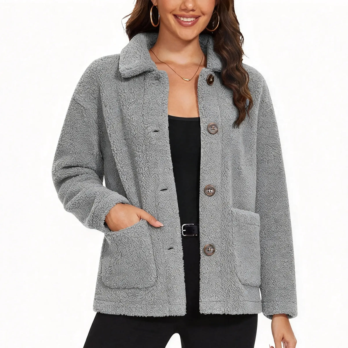 Women's Loose Soft Fleece Sherpa Teddy Jacket