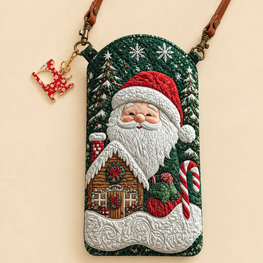 Santa Claus Holiday Quilted Slim Phone Crossbody Bag