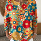 Christmas Retro 3D Digital Print Polo Sweatshirt With Buttons