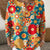 Christmas Retro 3D Digital Print Polo Sweatshirt With Buttons