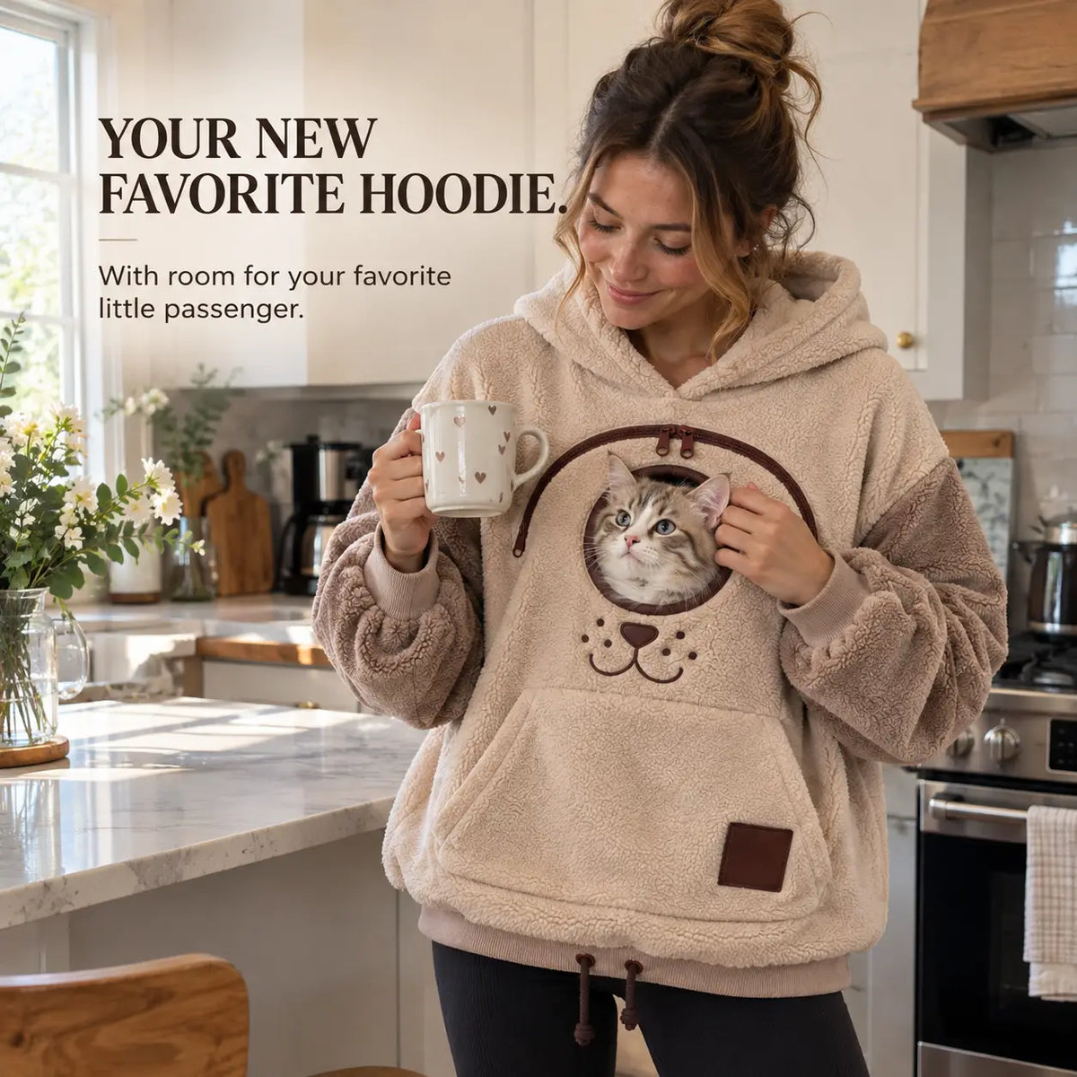 Cozy Pet Carrier Hoodie Built in Pouch for Cats Small Dogs