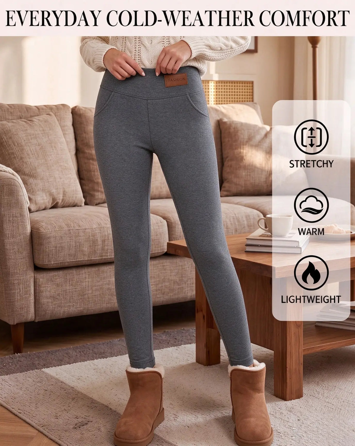 Women's Fleece-Lined High-Waist Leggings with Pockets