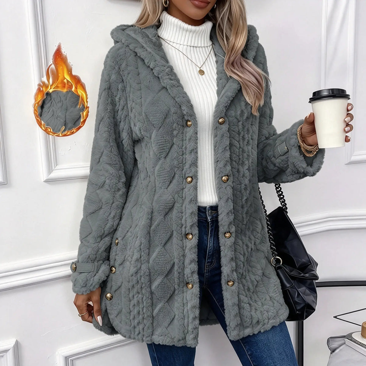 Women’s Plush Cardigan | Oversized Fit, Button Front