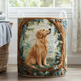 Golden Retriever Tree Frame Quilted Laundry Basket