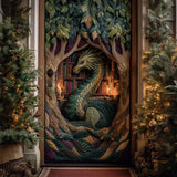 Green Dragon Ancient Tree Library Quilted Door Cover