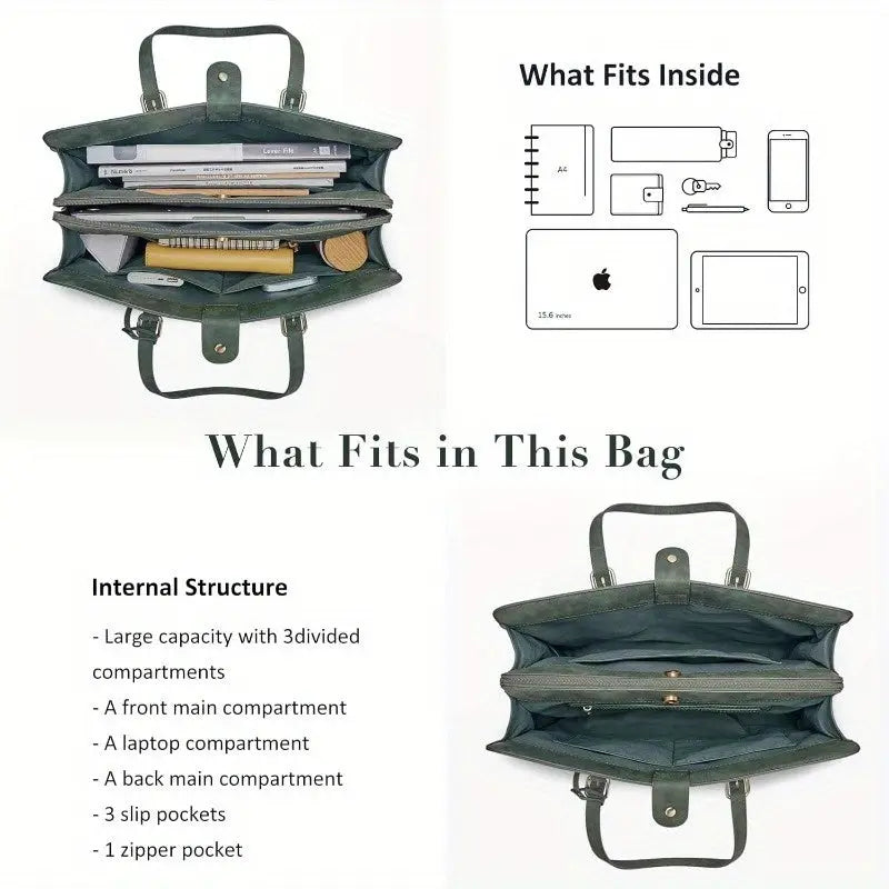 Vintage Embossed Leather Laptop Tote Set