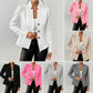Textured Knit Stand-Collar Open-Front Blazer