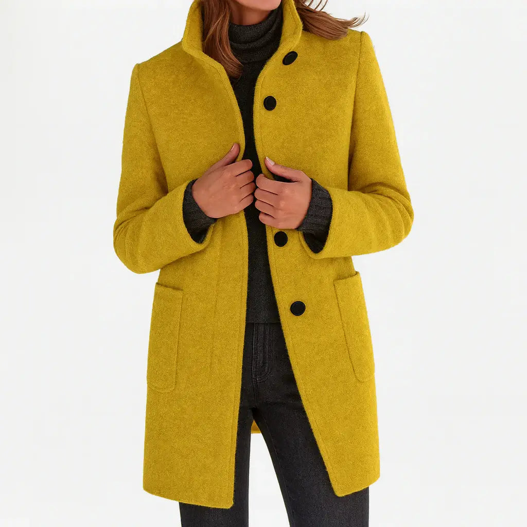 Women's Button-Front Stand Collar Fall Coat