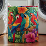 Tropical Macaw Parrot Quilted Laundry Basket