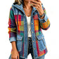Women's Denim Jackets Long Hooded Patchwork Zip Up Jacket