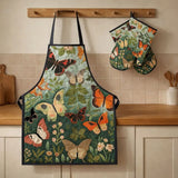 Butterfly Garden Quilted Apron Set (2-Piece) – Padded Apron + Heat-Resistant Oven Mitts