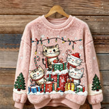 Christmas Cat Gift Cozy Plush Sweatshirt