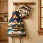 Mountain Camping Night Rainbow Quilted Apron Set (2-Piece) – Padded Apron + Heat-Resistant Oven Mitts