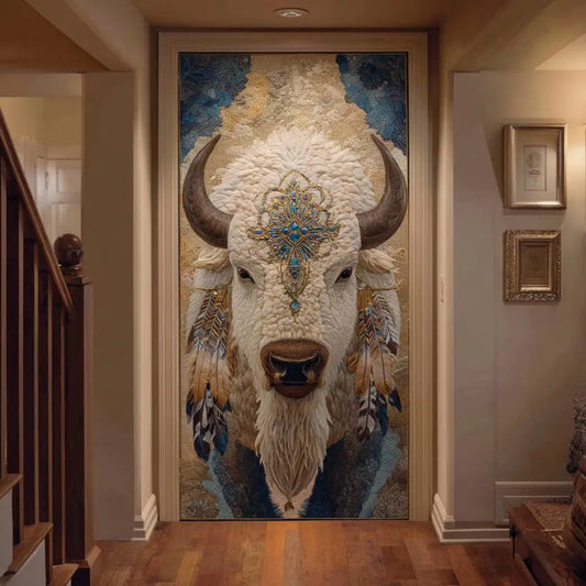 Native American White Buffalo Quilted Door Cover