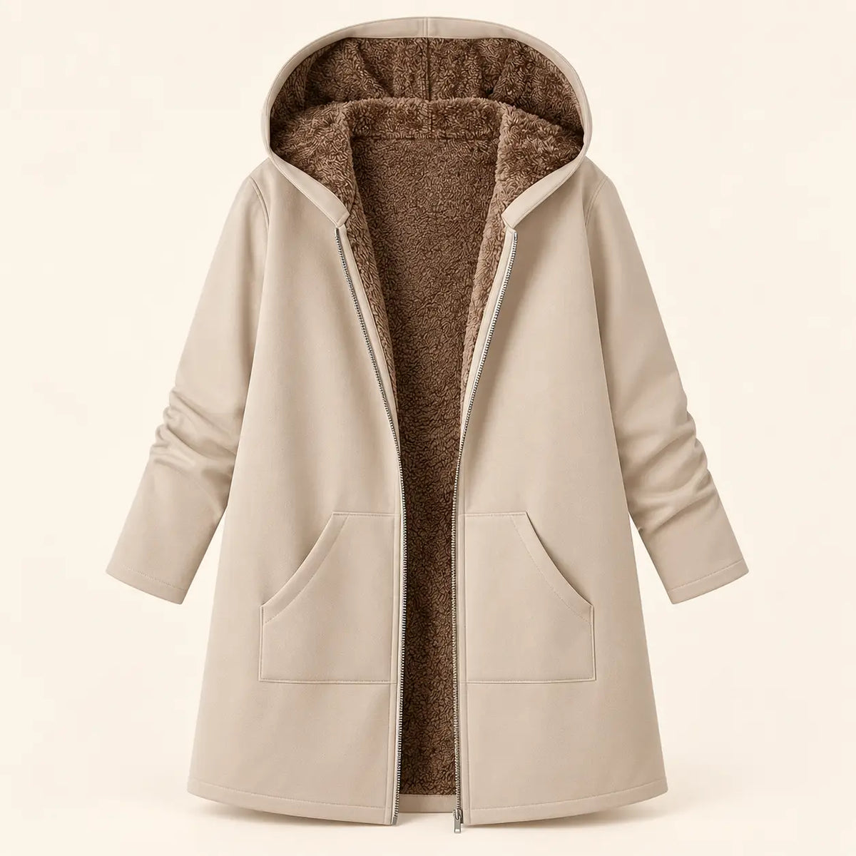 Winter Plush-Lined Cozy Hooded Coat