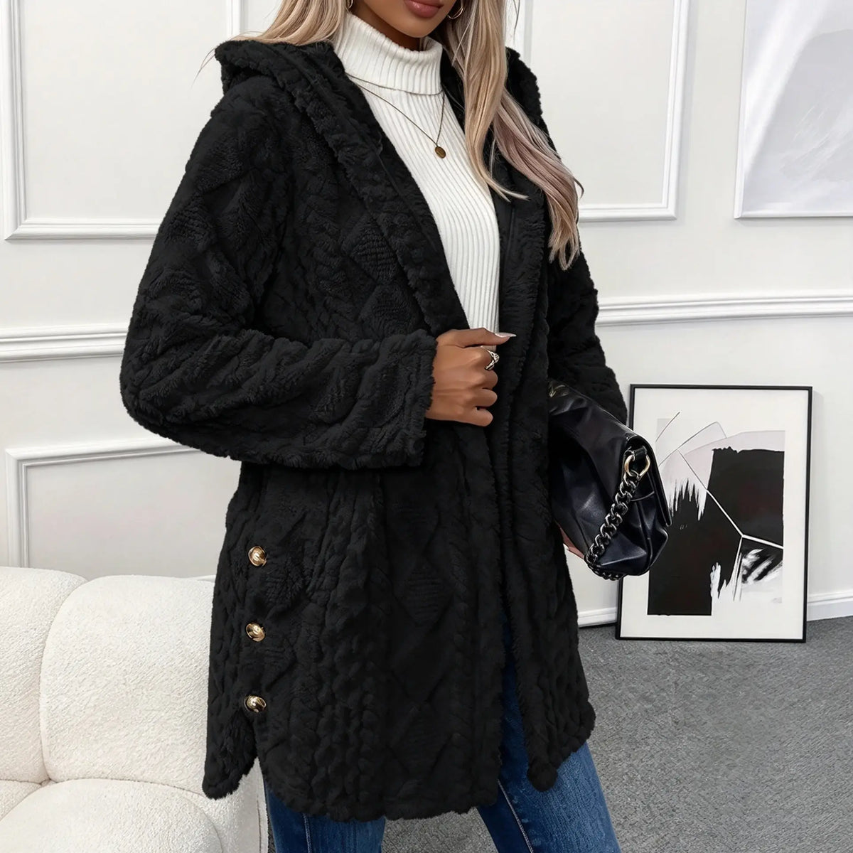 Women’s Plush Cardigan | Oversized Fit, Button Front