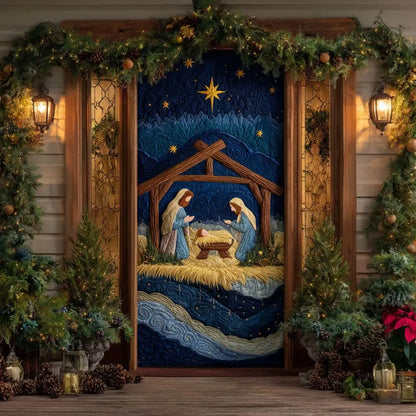 Christmas Nativity Scene Religious Quilted Door Cover