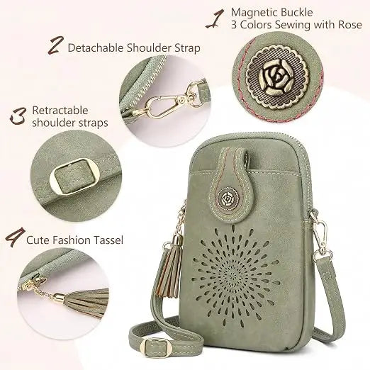 PU Small Openwork Carving Lightweight Crossbody Phone Bag