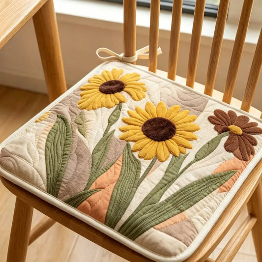 Gothic Skull & Red Rose Quilted Chair Cushion