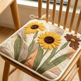 Vintage Sunflower Floral Quilted Chair Cushion